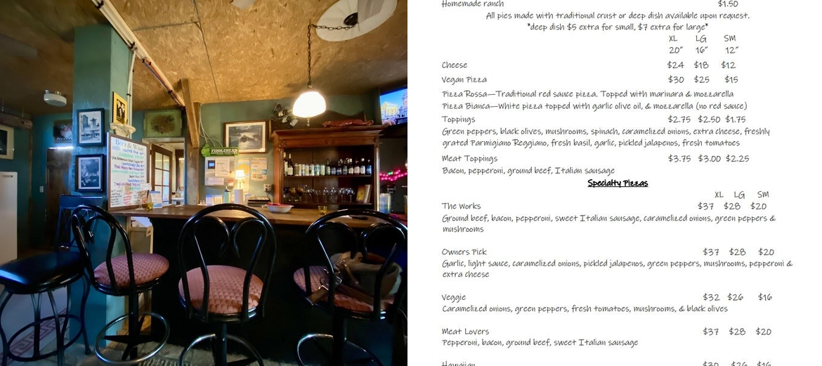 West End Pizza Menu